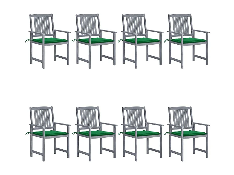 Chaises de jardin avec coussins 8 pcs Bois d'acacia solide Gris 6