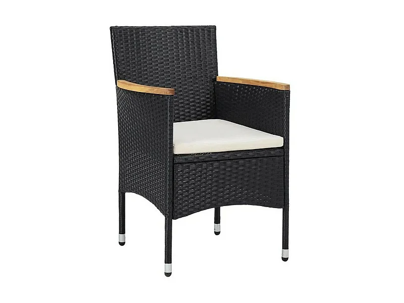 Chaise de jardin résine noire et acacia Fatis - Lot de 2
