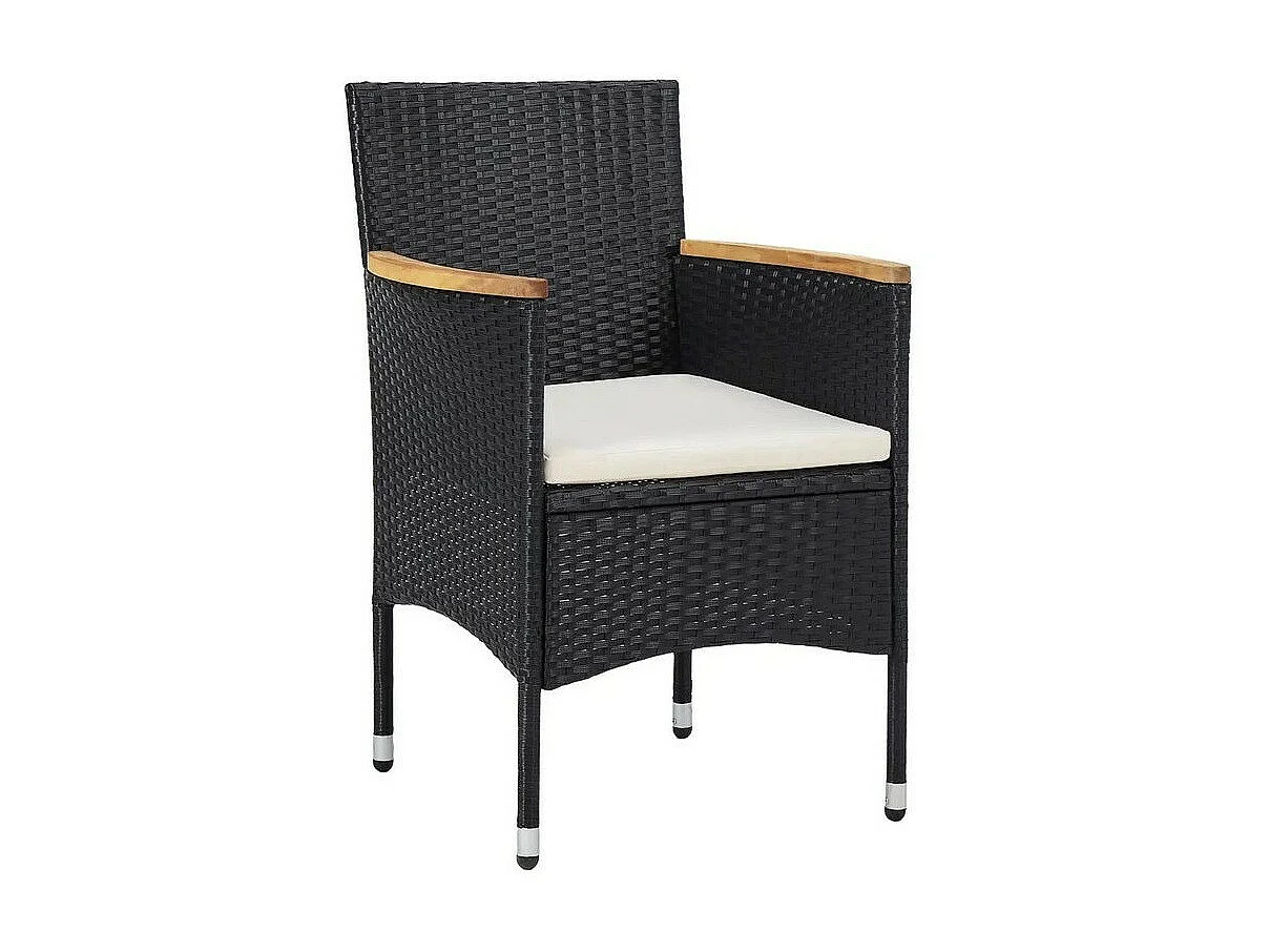 Chaise de jardin résine noire et acacia Fatis - Lot de 2
