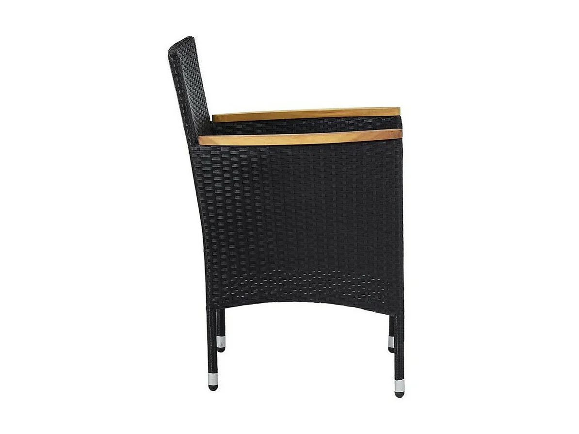 Chaise de jardin résine noire et acacia Fatis - Lot de 2