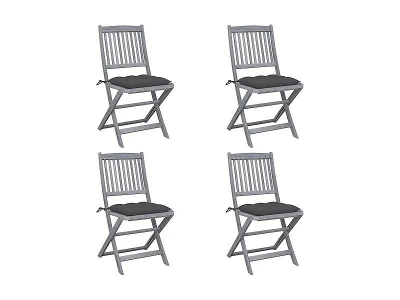 Chaises pliables d'extérieur 4 pcs avec coussins Bois d'acacia 21