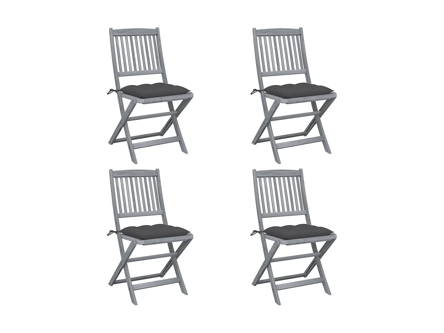 Chaises pliables d'extérieur 4 pcs avec coussins Bois d'acacia 21