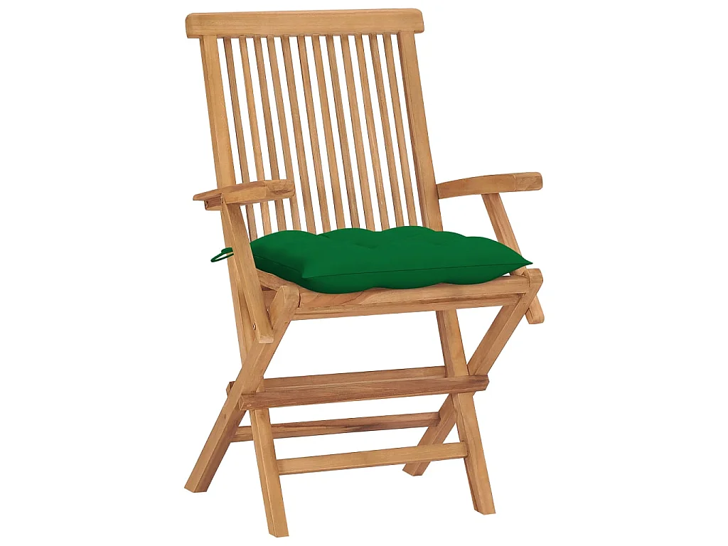 Chaises de jardin avec coussins vert 4 pcs Bois de teck massif 4