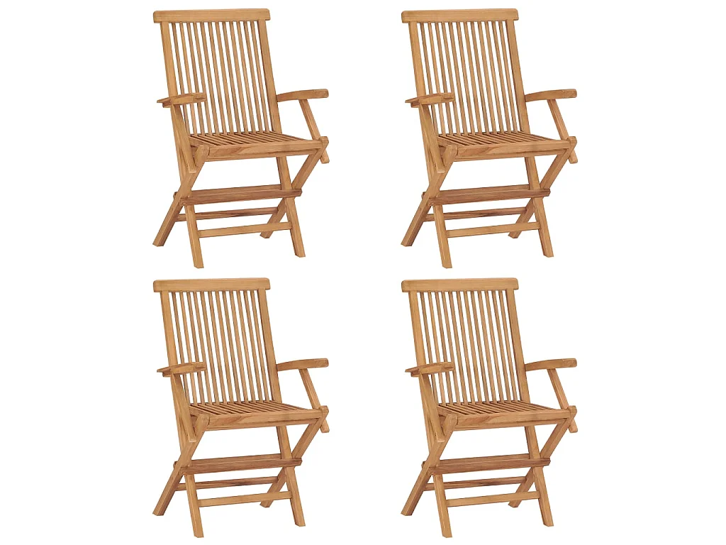 Chaises de jardin avec coussins vert 4 pcs Bois de teck massif 4