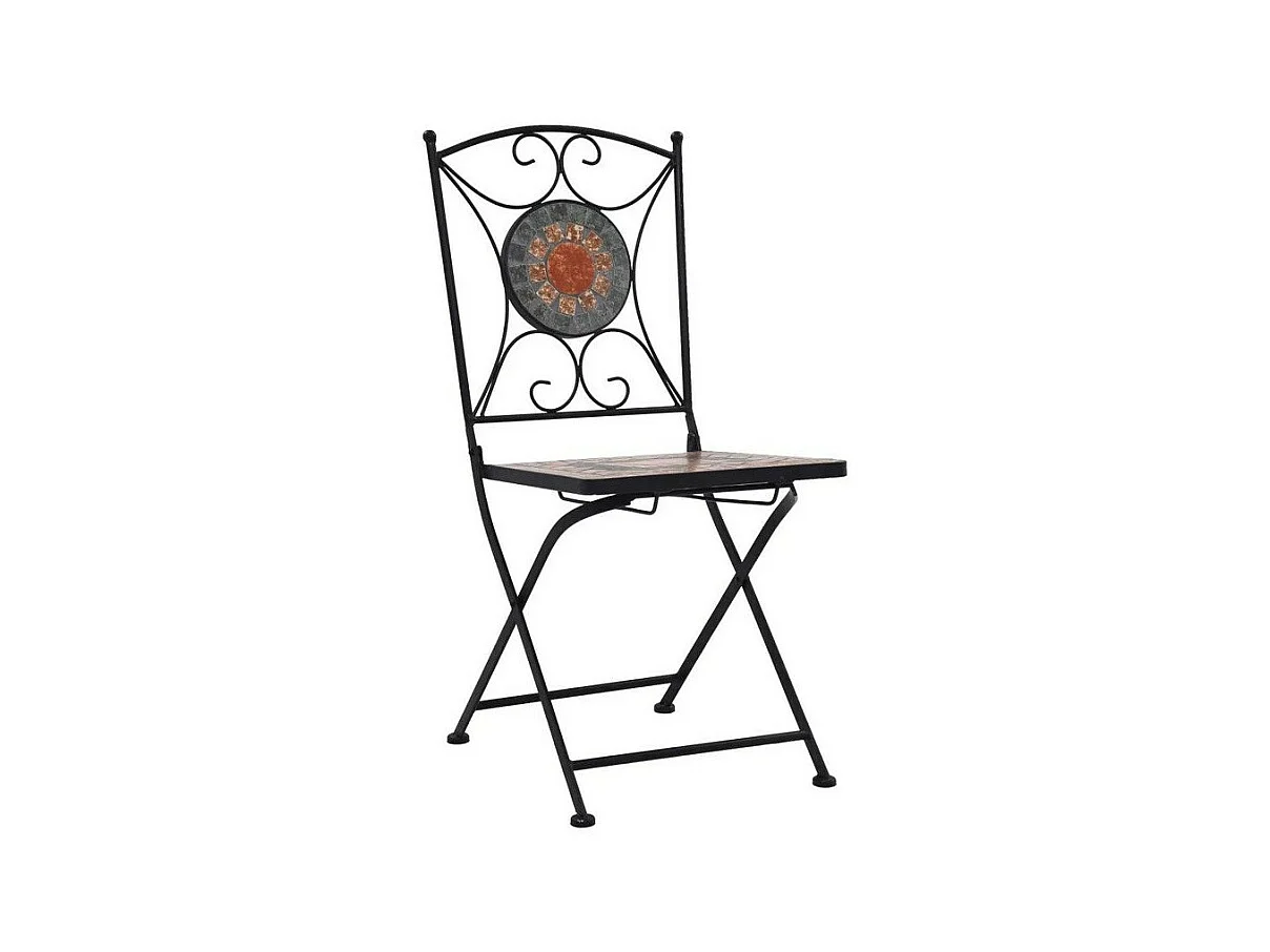 Chaise pliable de jardin en métal noir et céramique Lacie - Lot de 2