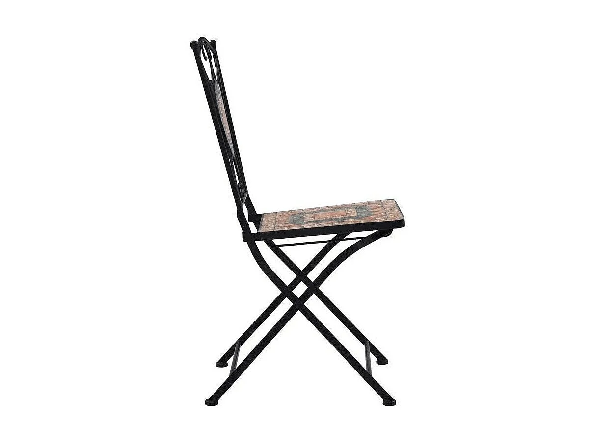 Chaise pliable de jardin en métal noir et céramique Lacie - Lot de 2