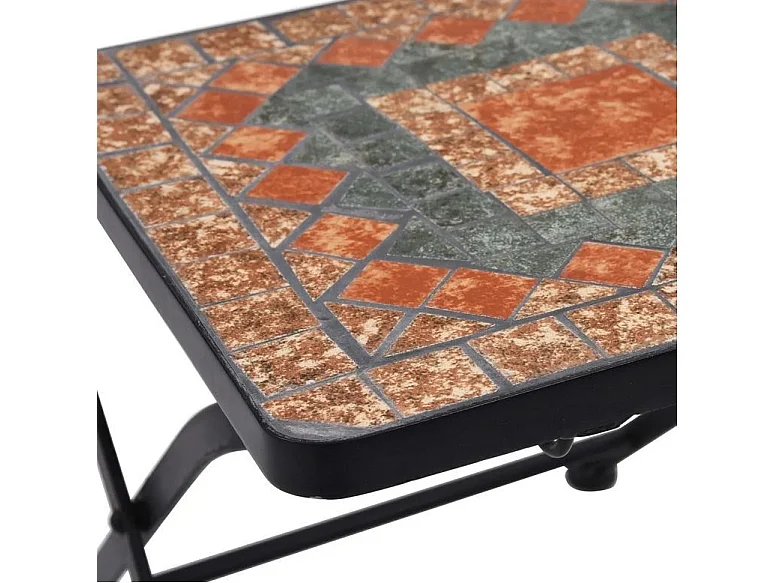 Chaise pliable de jardin en métal noir et céramique Lacie - Lot de 2