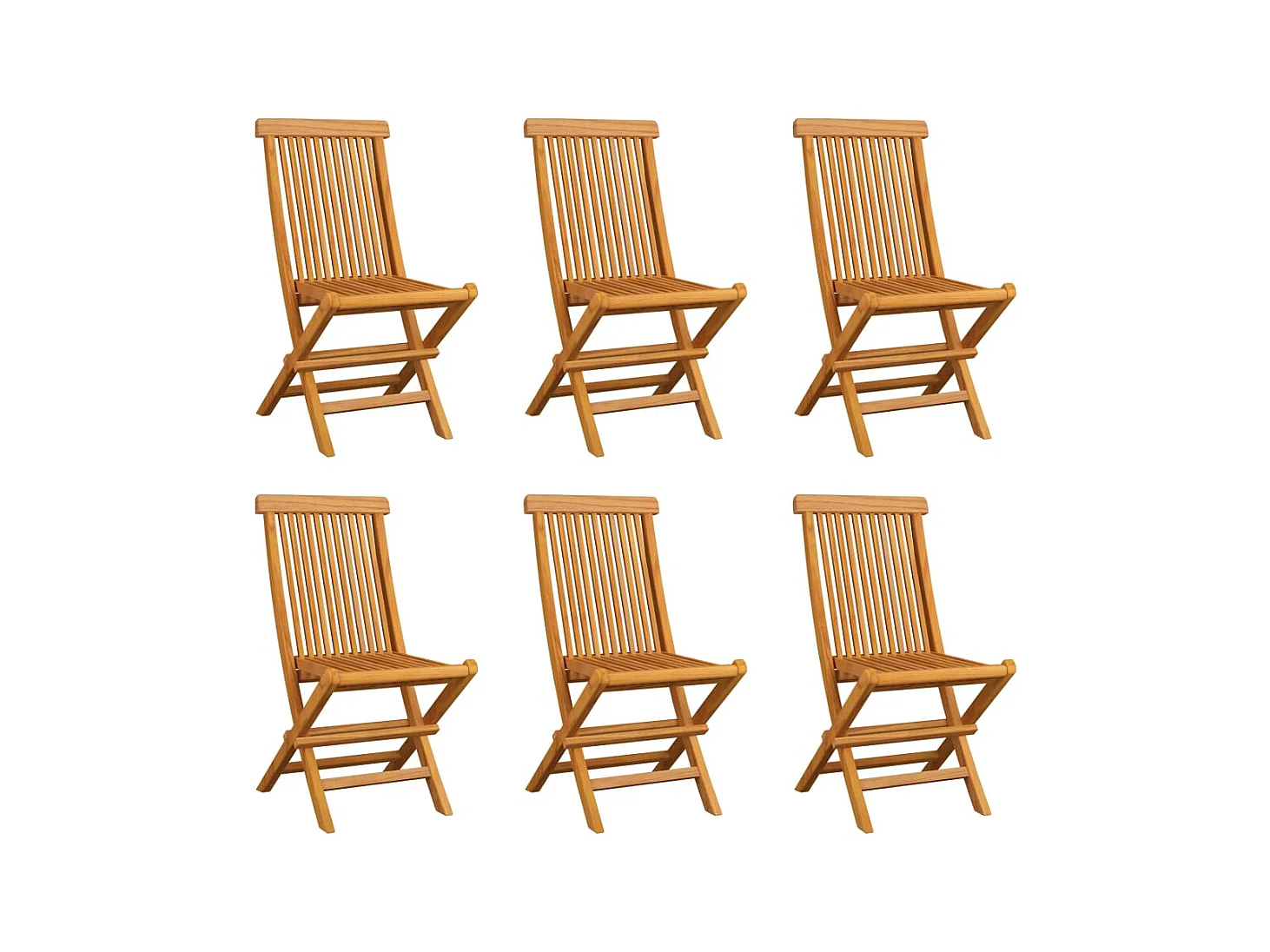 Chaises pliables de jardin 6 pcs Bois de teck solide 2