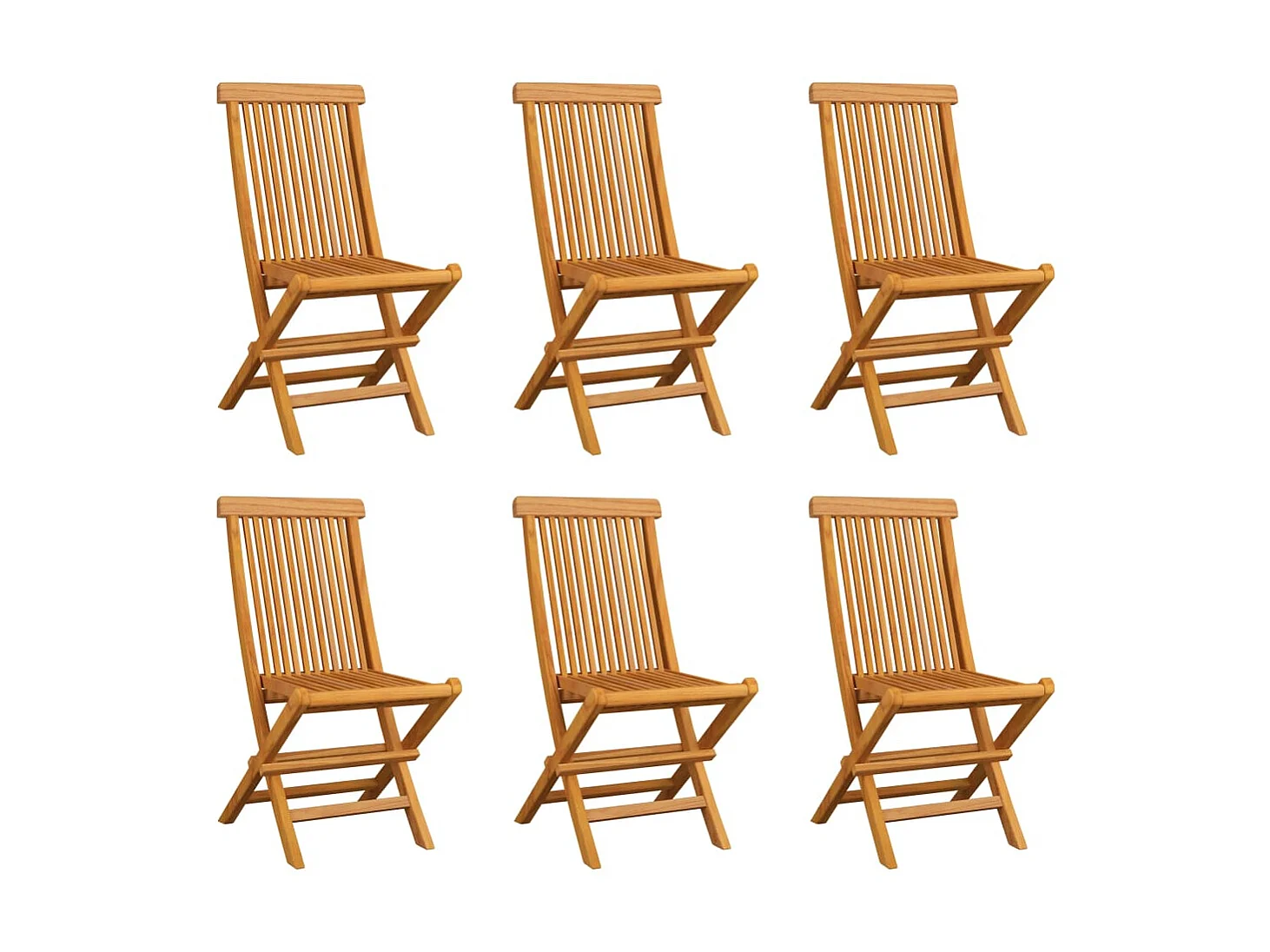 Chaises pliables de jardin 6 pcs Bois de teck solide 2