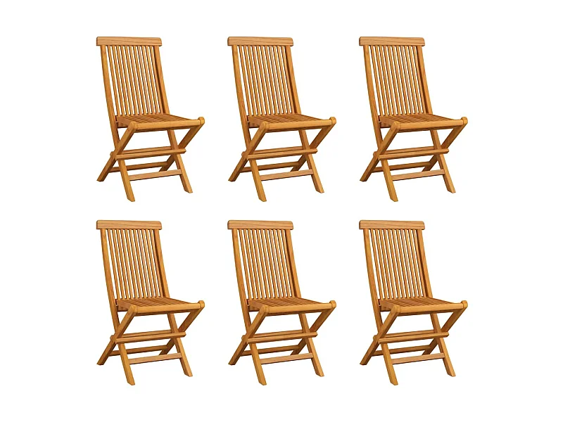 Chaises pliables de jardin 6 pcs Bois de teck solide 2