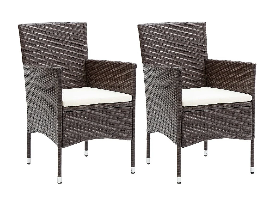 Chaises de salle à manger de jardin 2 pcs Résine tressée Marron