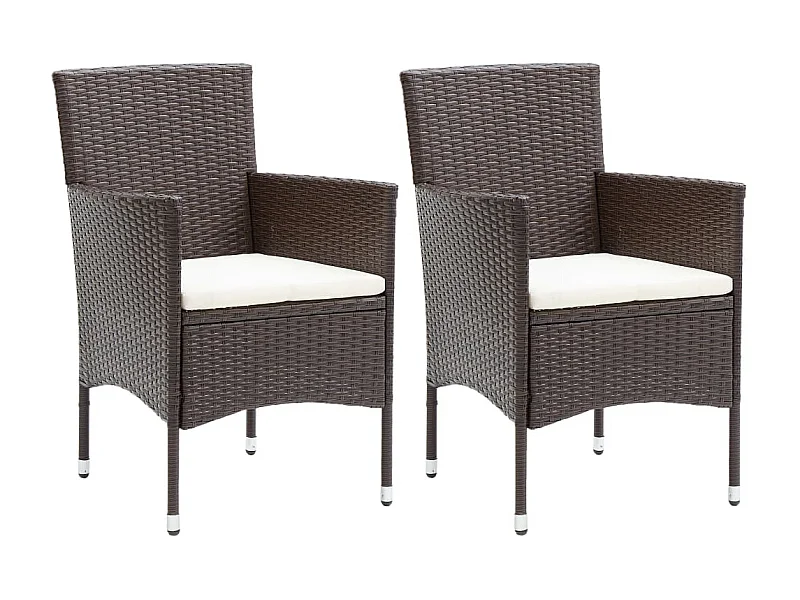 Chaises de salle à manger de jardin 2 pcs Résine tressée Marron