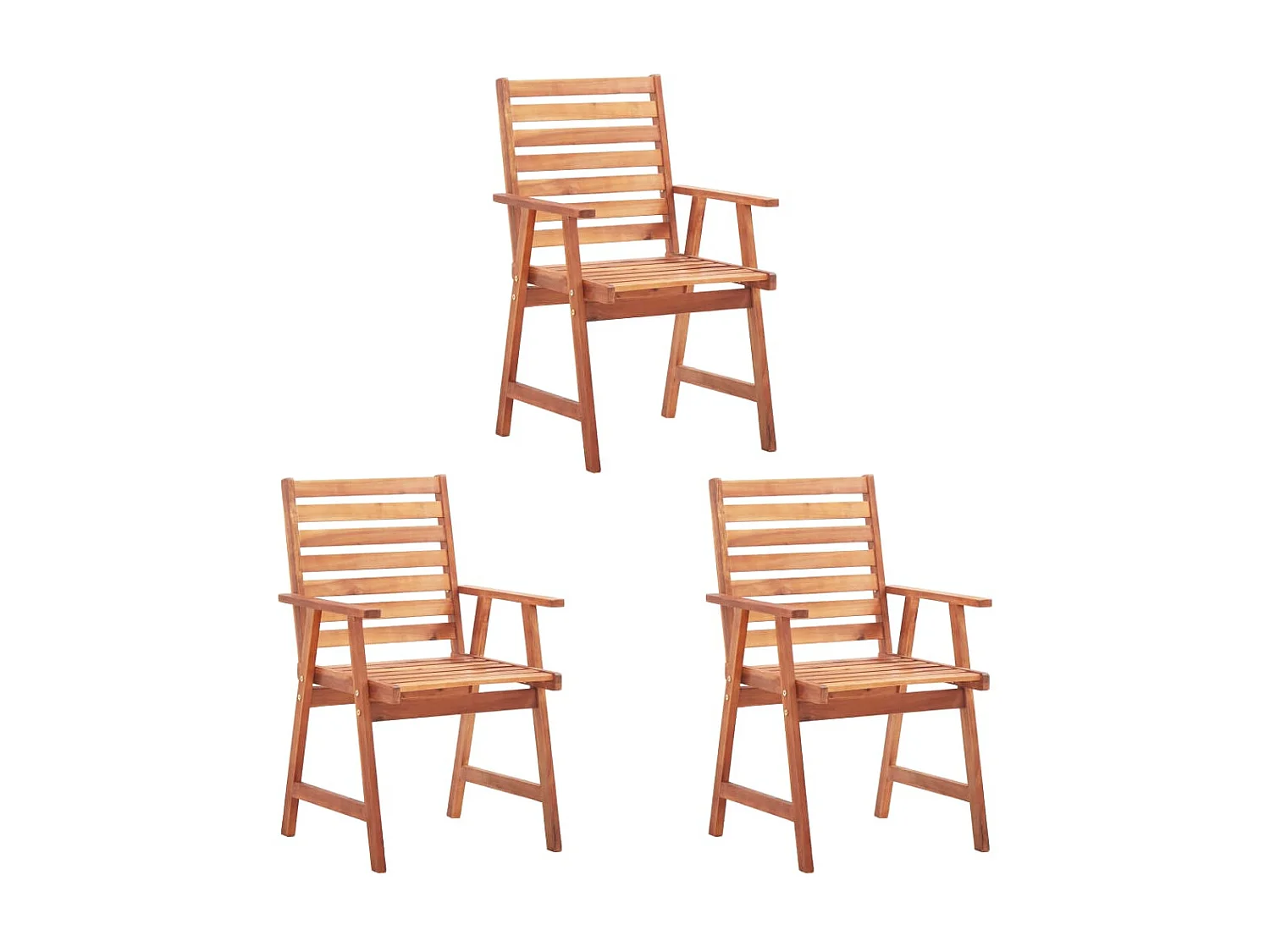 Chaises à dîner d'extérieur 3 pcs avec coussins Acacia massif 28