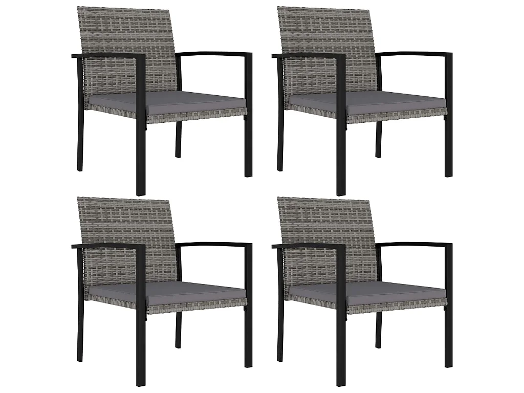 Chaises de salle à manger de jardin 4 pcs Résine tressée Gris