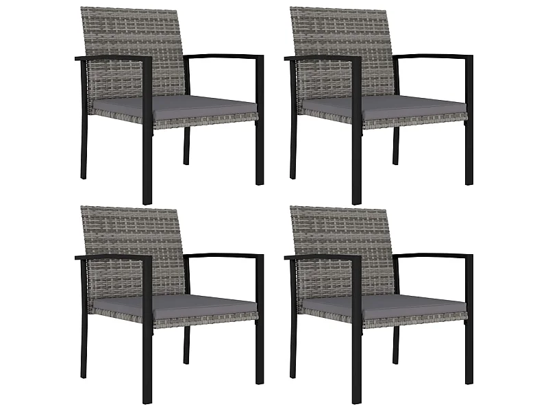Chaises de salle à manger de jardin 4 pcs Résine tressée Gris