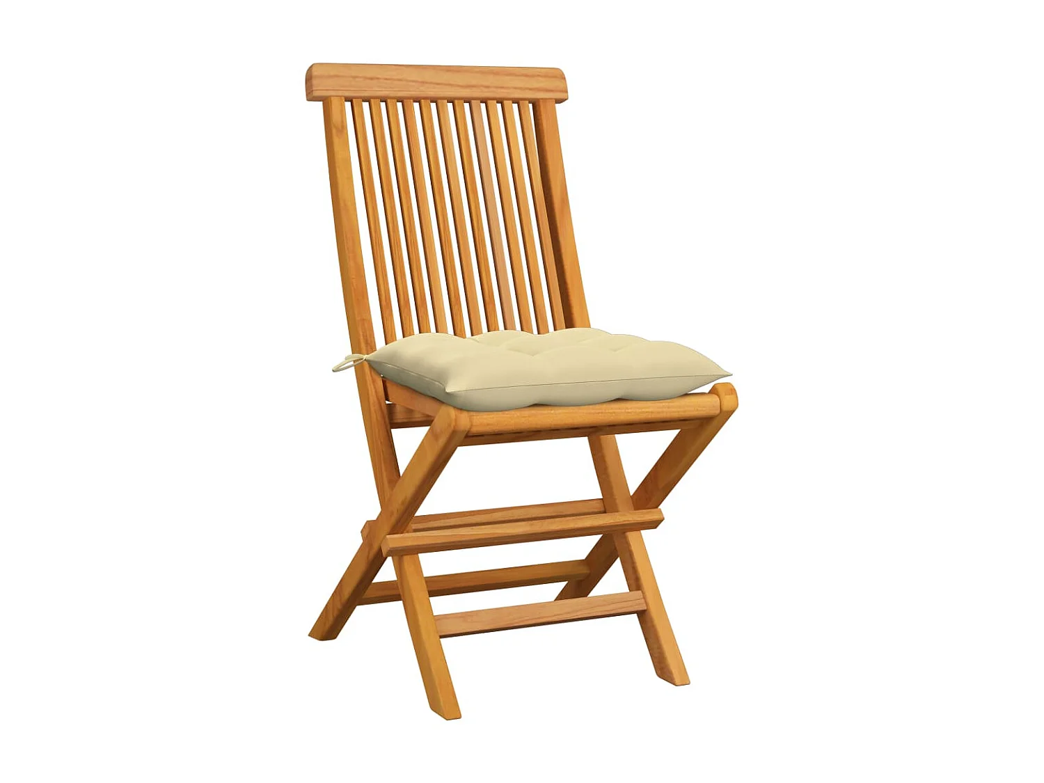 Chaises de jardin avec coussins blanc crème 6 pcs Teck massif 2