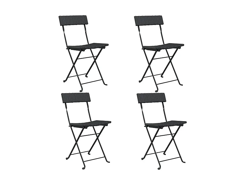 Chaises de bistrot pliantes 4 pcs Noir Résine tressée et acier