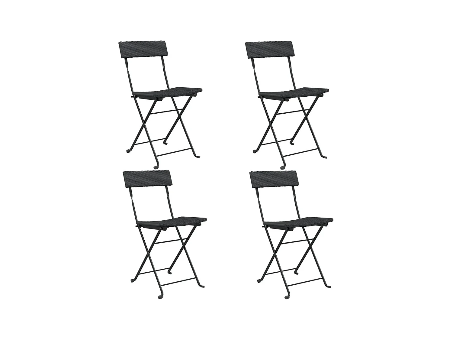 Chaises de bistrot pliantes 4 pcs Noir Résine tressée et acier