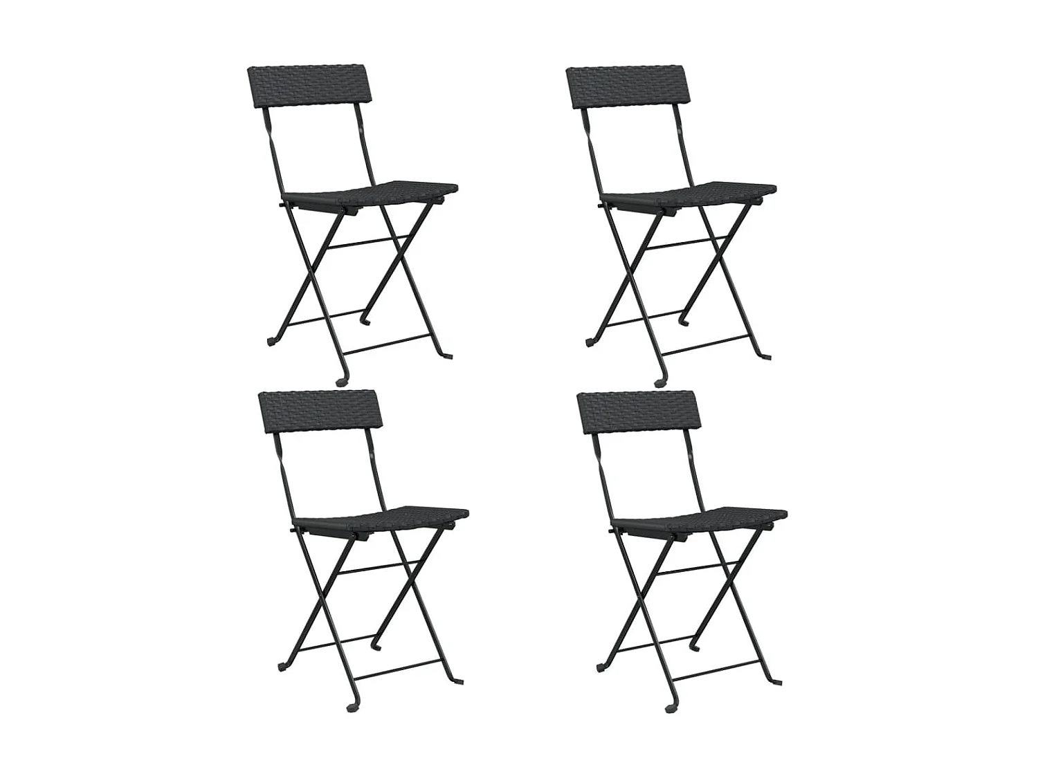 Chaises de bistrot pliantes 4 pcs Noir Résine tressée et acier