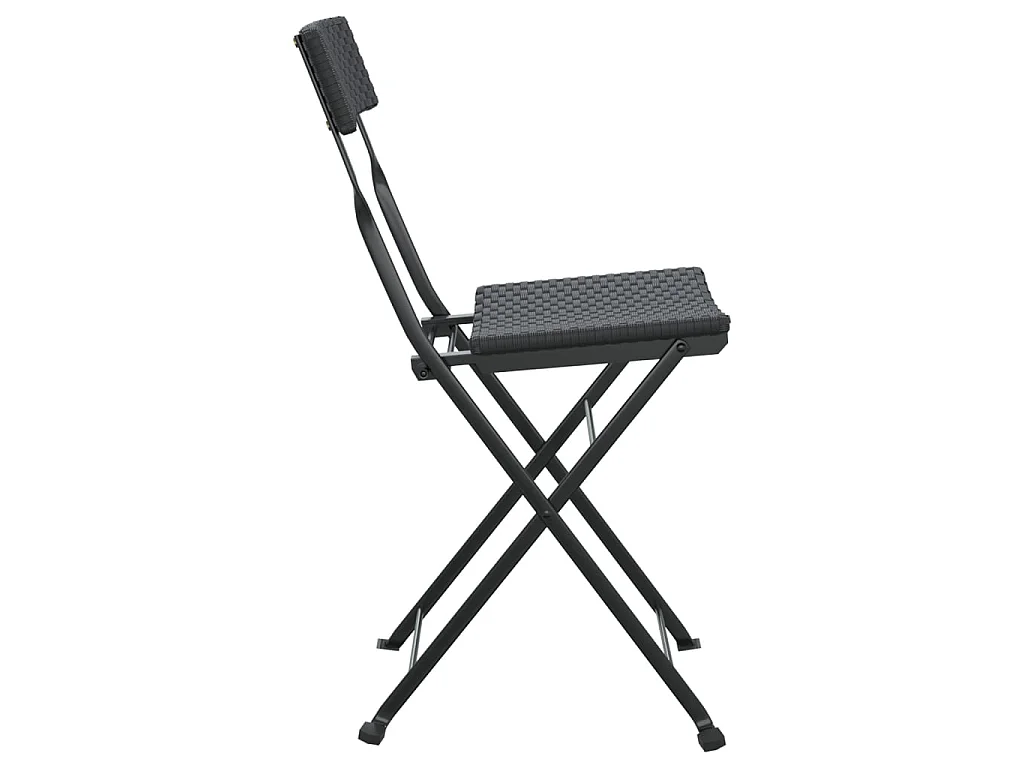 Chaises de bistrot pliantes 4 pcs Noir Résine tressée et acier