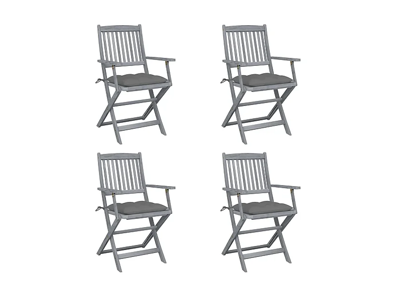 Chaises pliables d'extérieur 4 pcs avec coussins Bois d'acacia 28