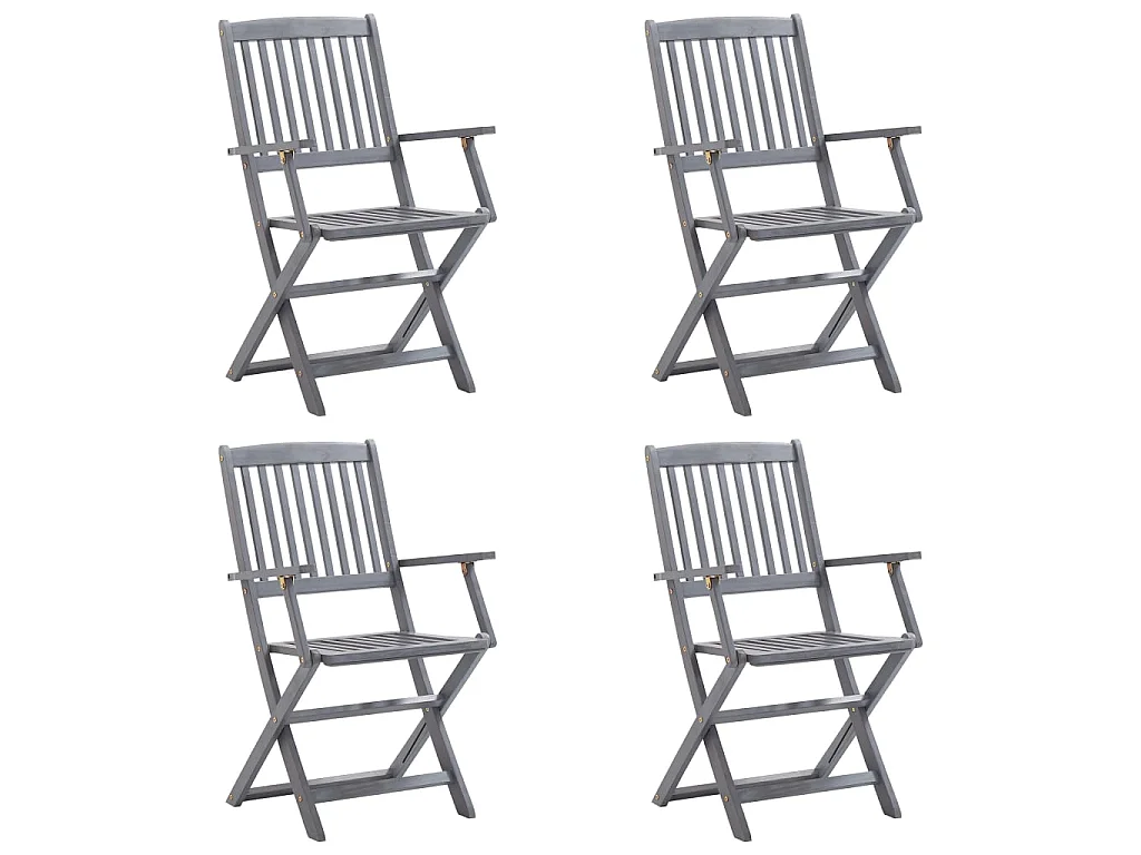 Chaises pliables d'extérieur 4 pcs avec coussins Bois d'acacia 28