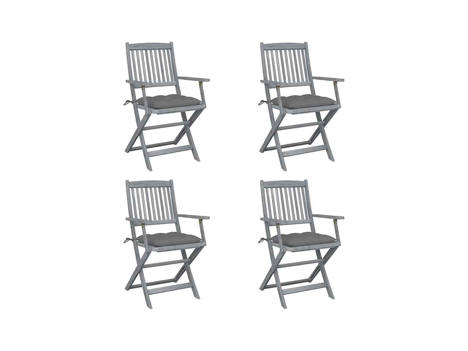 Chaises pliables d'extérieur 4 pcs avec coussins Bois d'acacia 28