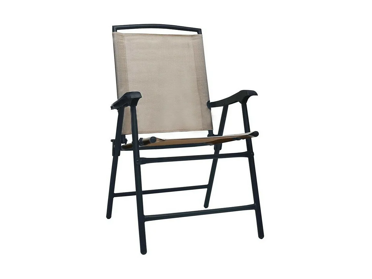 Chaise de jardin textilène taupe et métal noir Ariz - Lot de 2