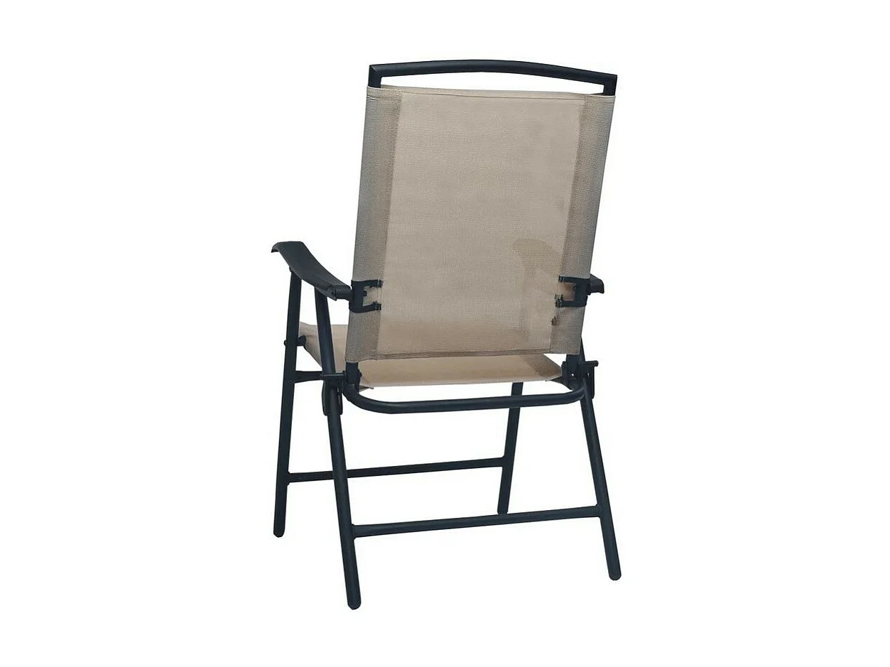 Chaise de jardin textilène taupe et métal noir Ariz - Lot de 2