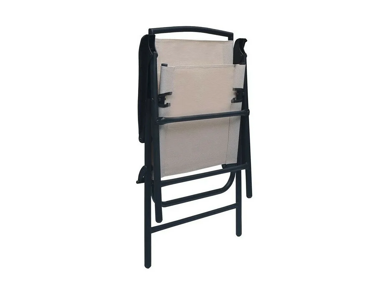 Chaise de jardin textilène taupe et métal noir Ariz - Lot de 2