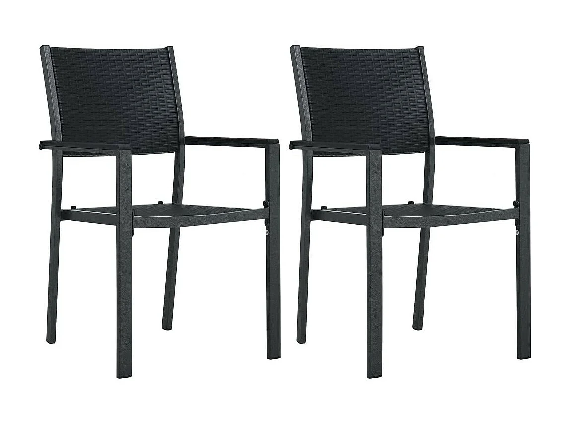 Chaises de jardin 2 pcs Noir Plastique Aspect de rotin
