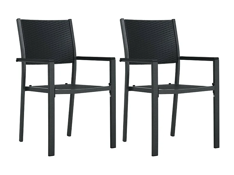 Chaises de jardin 2 pcs Noir Plastique Aspect de rotin