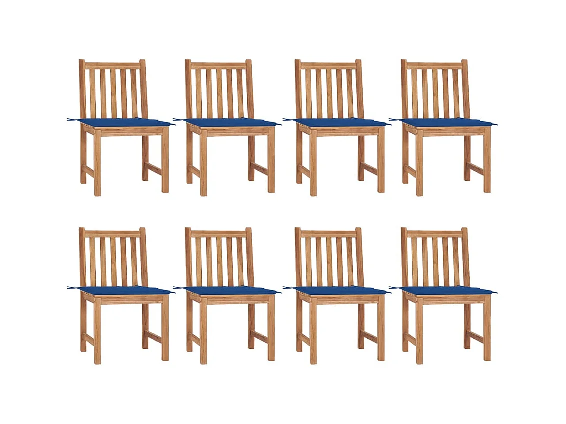 Chaises de jardin 8 pcs avec coussins Bois de teck massif 5