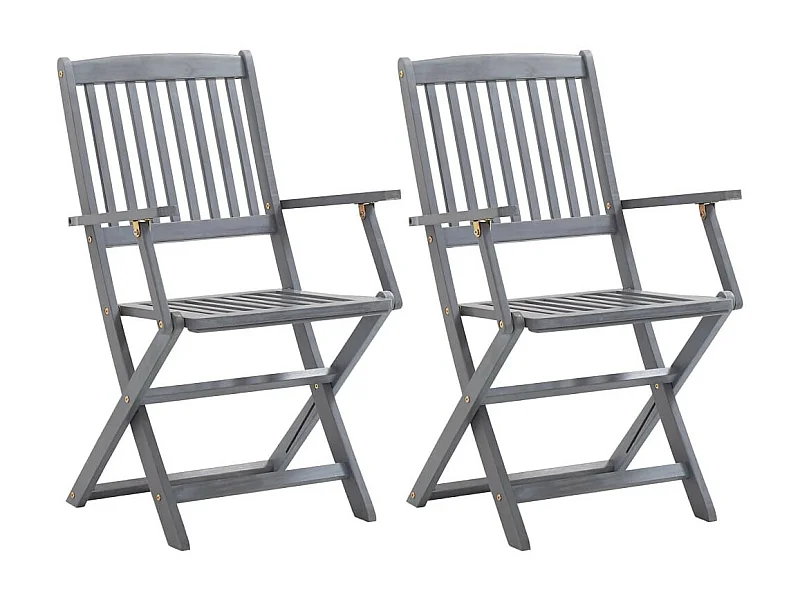 Chaises pliables d'extérieur 2 pcs Bois d'acacia solide 3