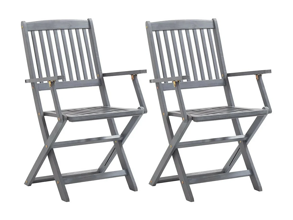 Chaises pliables d'extérieur 2 pcs Bois d'acacia solide 3