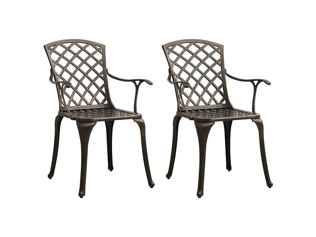 Chaises de jardin 2 pcs Aluminium coulé Bronze