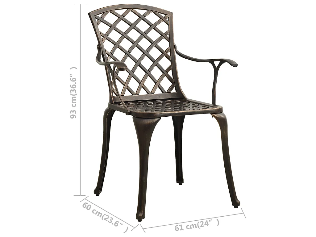 Chaises de jardin 2 pcs Aluminium coulé Bronze
