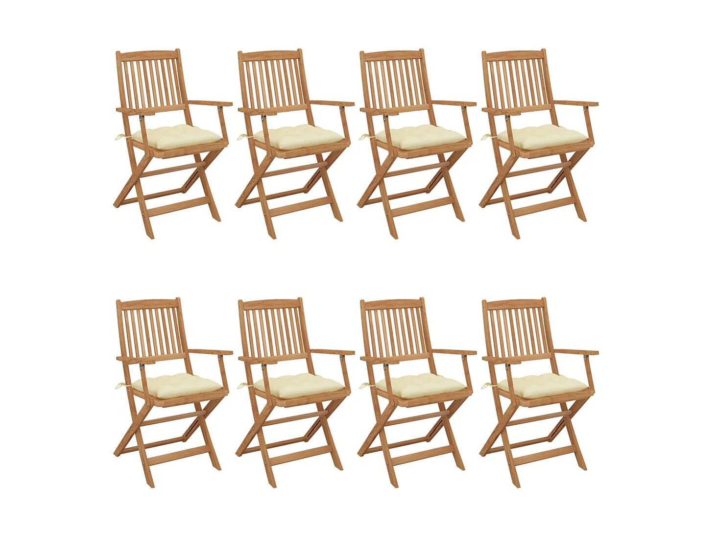 Chaises pliables de jardin 8 pcs avec coussins Bois d'acacia 10