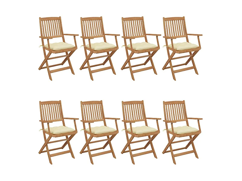 Chaises pliables de jardin 8 pcs avec coussins Bois d'acacia 10