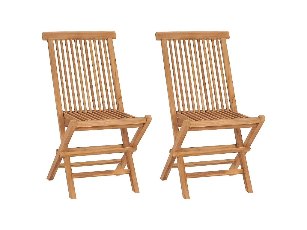 Chaises pliables de jardin 2 pcs Bois de teck solide 2