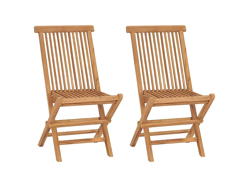 Chaises pliables de jardin 2 pcs Bois de teck solide 2