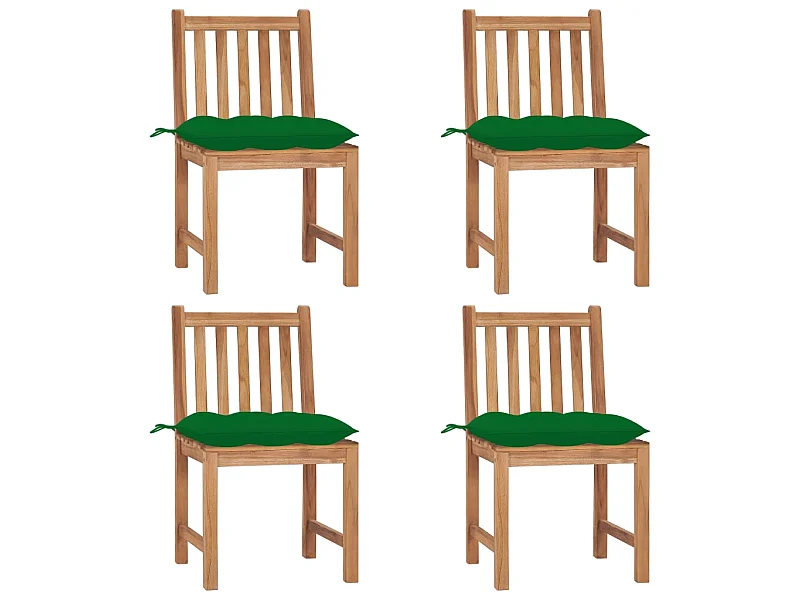 Chaises de jardin 4 pcs avec coussins Bois de teck massif 12