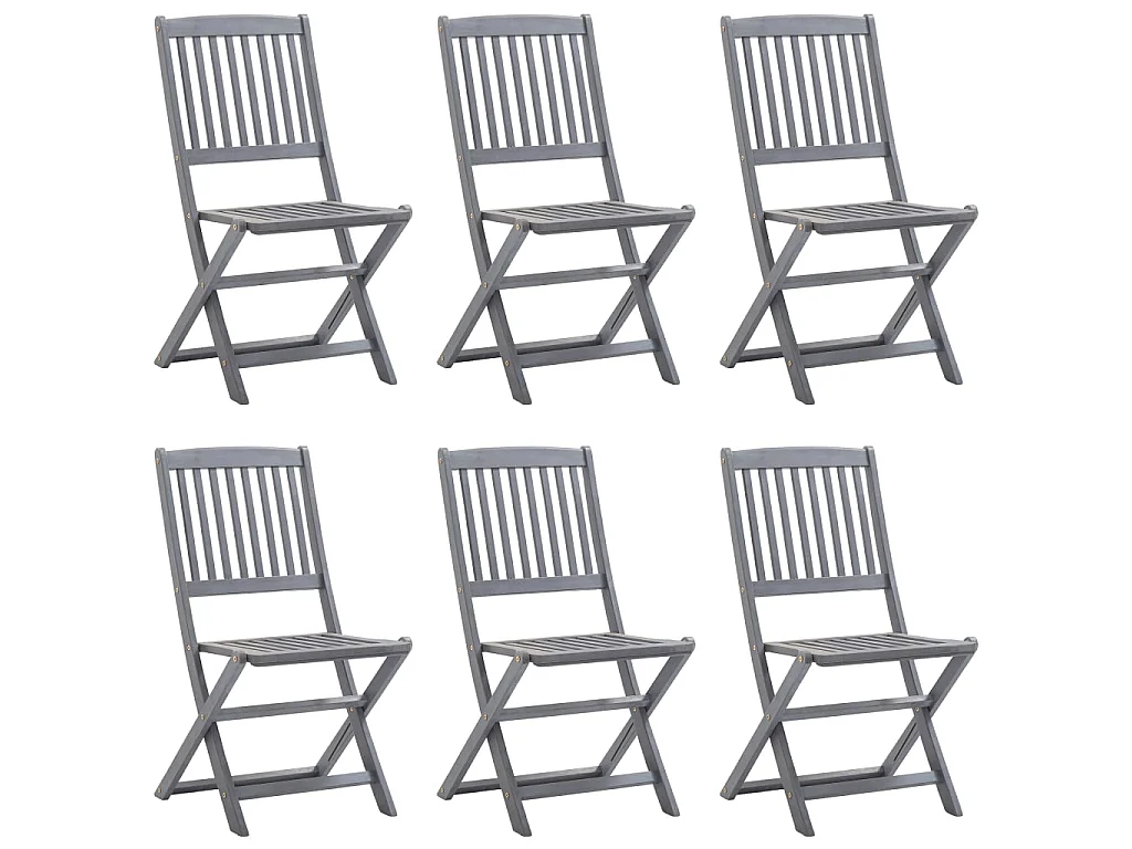 Chaises pliables d'extérieur 6 pcs avec coussins Bois d'acacia 48