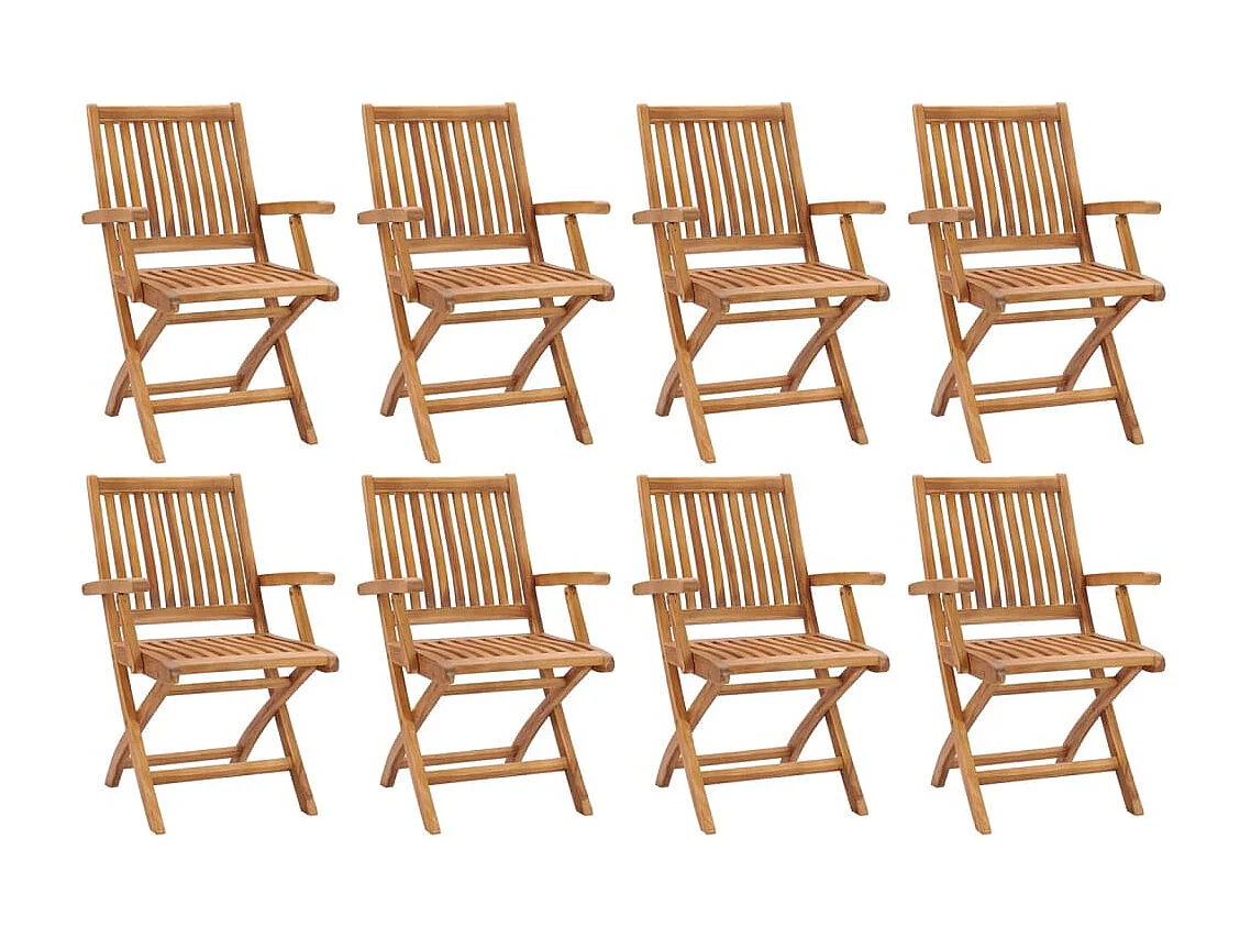 Chaises pliables de jardin 8 pcs Bois de teck solide