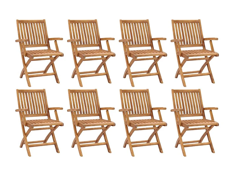 Chaises pliables de jardin 8 pcs Bois de teck solide