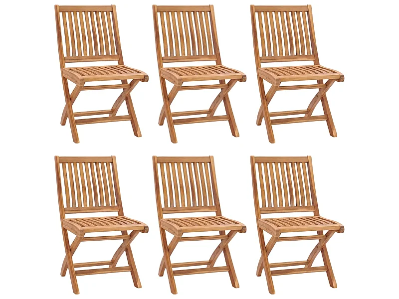 Chaises pliables de jardin 6 pcs Bois de teck solide