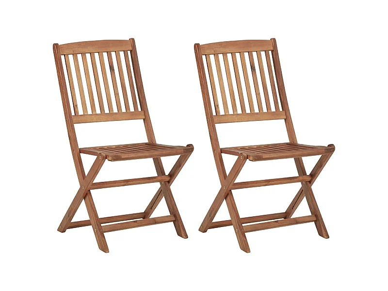 Chaises pliables d'extérieur 2 pcs Bois d'acacia solide 6