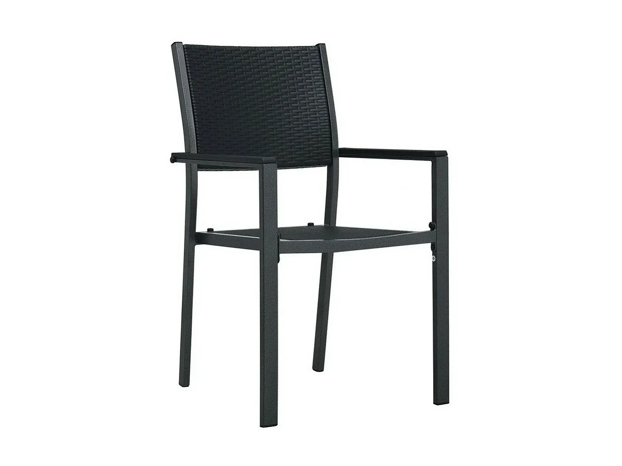 Chaise de jardin plastique et métal noir Dihar - Lot de 4