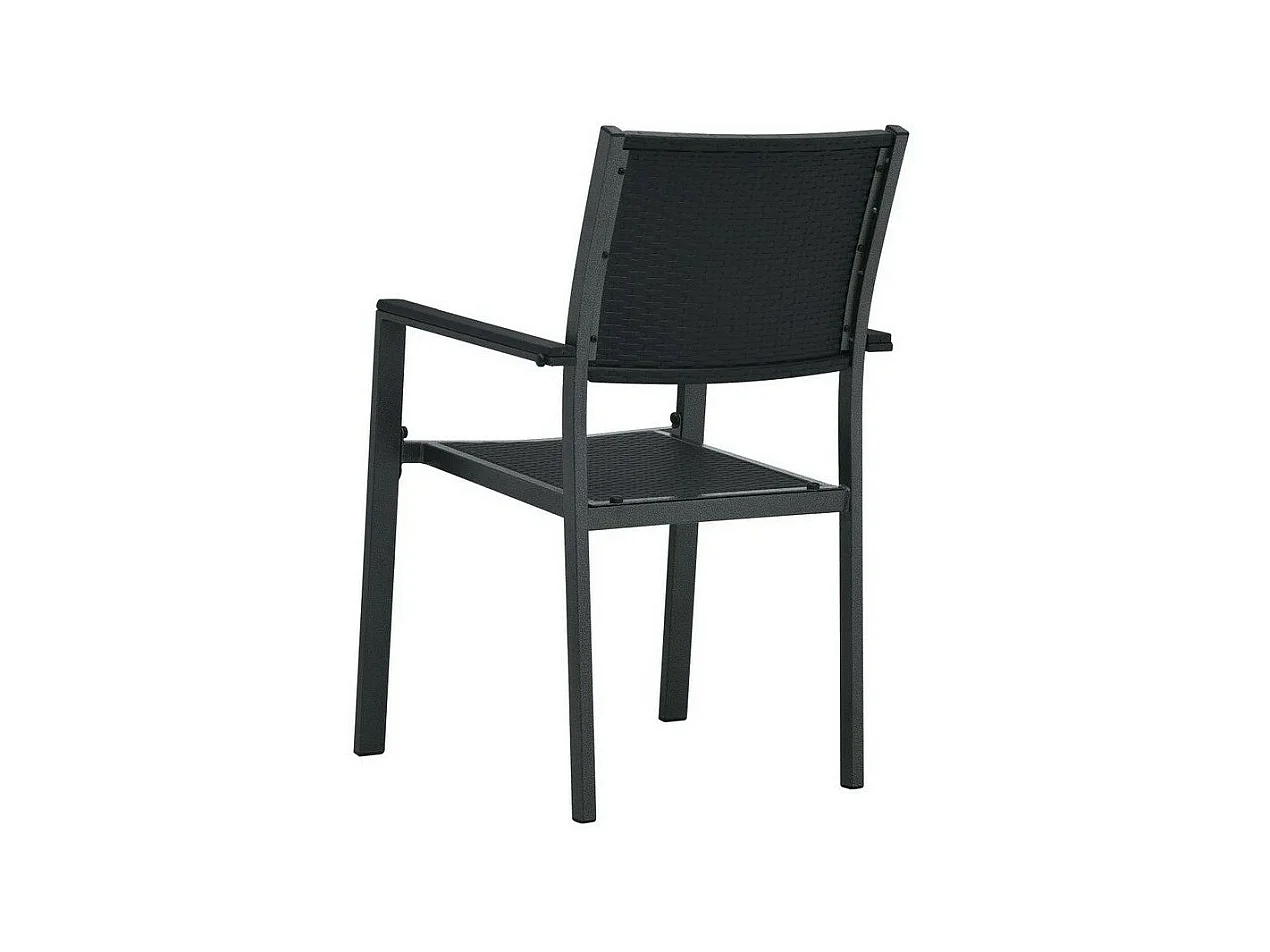 Chaise de jardin plastique et métal noir Dihar - Lot de 4