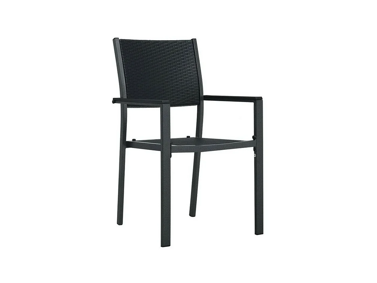 Chaise de jardin plastique et métal noir Dihar - Lot de 4